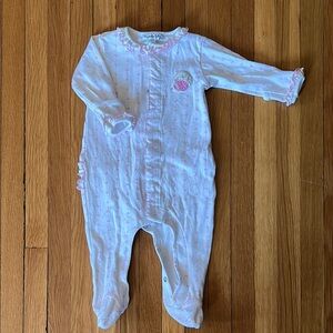 Magnolia Pink and White Footies with Covered Feet